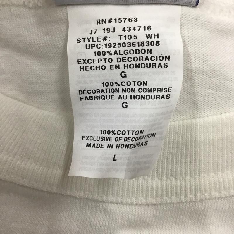 チャンピオン Champion Tシャツ 半袖 半袖カットソー プリントTシャツ クルーネックカットソー L プリント 白 / ホワイト /  メンズ USED 古着 中古 10120515