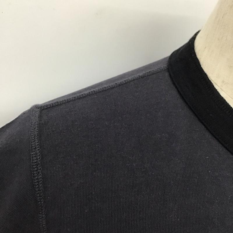 イーブルアクト EVILACT Tシャツ 半袖 ヘンリーネック S ロゴ、文字 紺 / ネイビー /  メンズ USED 古着 中古 10111199