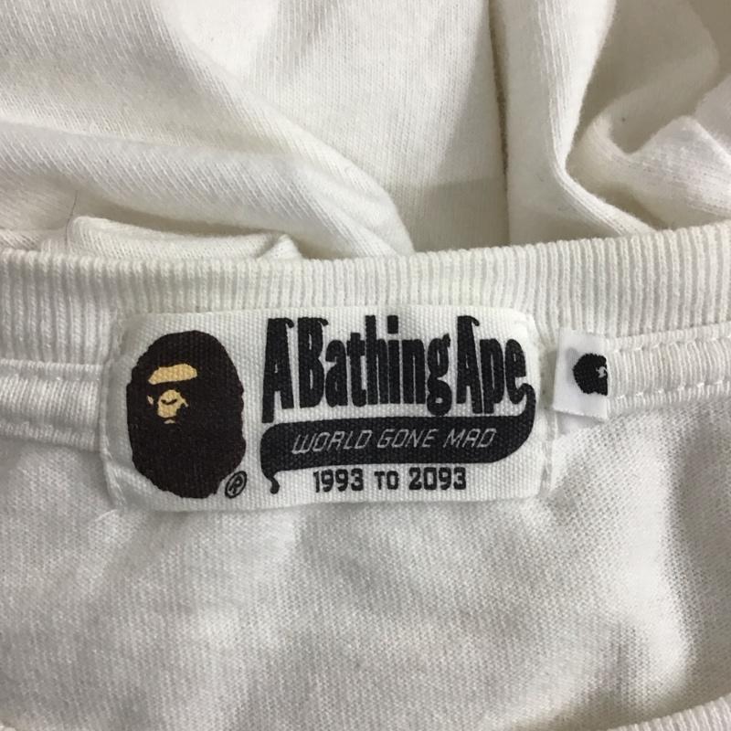 アベイシングエイプ A BATHING APE カットソー 長袖 長袖カットソー クルーネックカットソー ロングスリーブカットソー プリントTシャツ M ロゴ、文字 白 / ホワイト /  メンズ USED 古着 中古 10124704