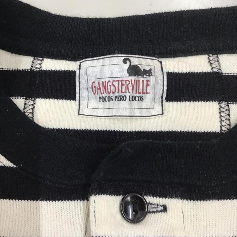 ギャングスタービル GANGSTERVILLE カットソー 長袖 長袖カットソー ヘンリーネックカットソー ロングスリーブカットソー XL ボーダー柄 白 / ホワイト / X 黒 / ブラック /  メンズ USED 古着 中古 10113155