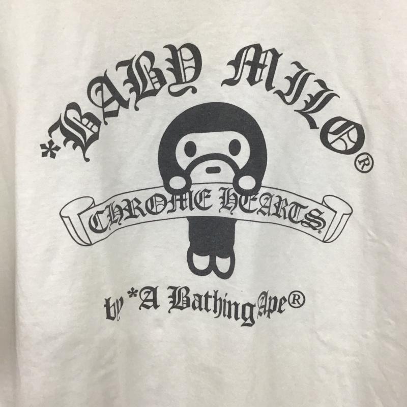 アベイシングエイプ A BATHING APE Tシャツ 半袖 Chrome Hearts クロムハーツ コラボ マイロ ロゴ L プリント 白 / ホワイト /  メンズ USED 古着 中古 10133565