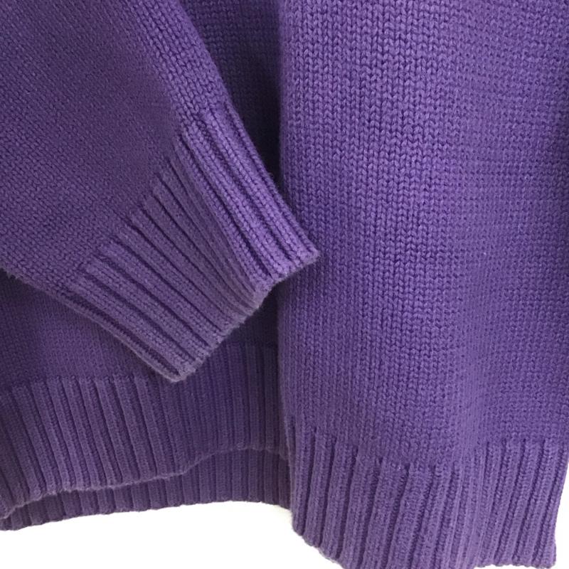 トミーヒルフィガー TOMMY HILFIGER ニット、セーター 長袖 長袖ニットカットソー クルーネック セーター L ロゴ、文字 紫 / パープル /  メンズ USED 古着 中古 10145015