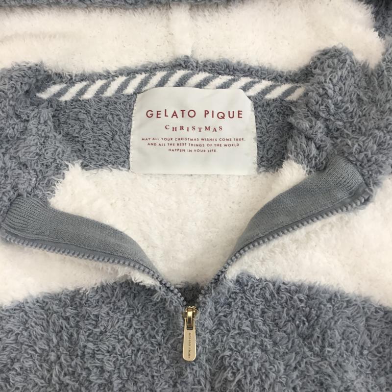 ジェラートピケ gelato pique パーカー 長袖 FREE ストライプ 白 / ホワイト / X 青 / ブルー /  レディース USED 古着 中古 10137798