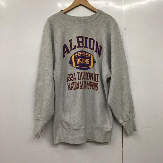 チャンピオン Campion トレーナー 長袖 XXL ロゴ、文字 X プリント 灰 / グレー /  メンズ USED 古着 中古 10144738