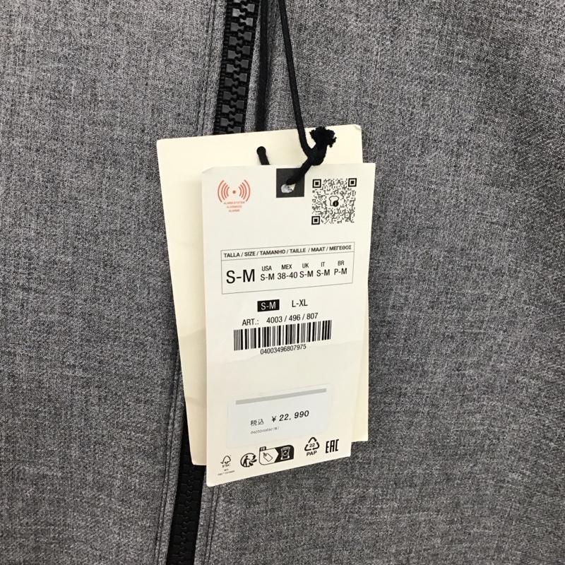ザラ ZARA パーカー 長袖 ジップアップパーカージャケット 長袖スウェット アウター S 無地 灰 / グレー /  メンズ USED 古着 中古 10117627