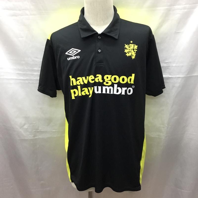 アンブロ UMBRO ポロシャツ 半袖 半袖ポロシャツ カラーシャツ 半袖カットソー ロゴ、文字 黒 / ブラック / X 黄 / イエロー /  メンズ USED 古着 中古 10116697
