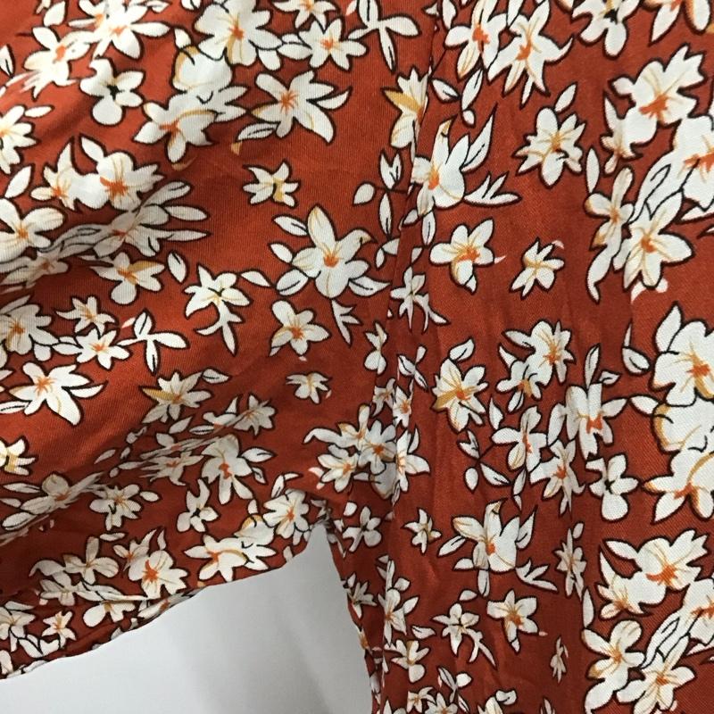 古着 USED ワンピース ロングスカート ZANZEA 半袖 前開き Vネック S 花柄 茶 / ブラウン /  レディース USED 古着 中古 10115323