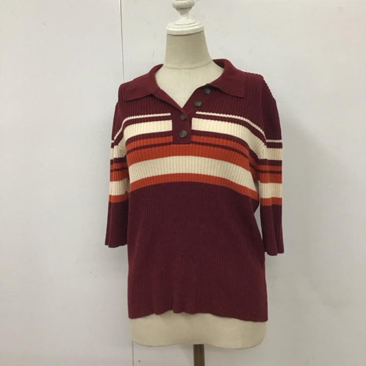 マウジー MOUSSY ニット、セーター 半袖 010BAF70-5420 HALFSLEEVEPOLOニットトップス 半袖ニットカットソー FREE ボーダー柄 マルチカラー / マルチカラー /  レディース USED 古着 中古 10116983