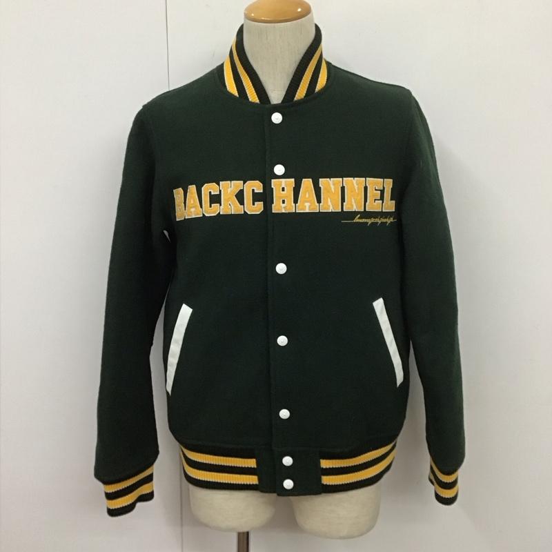 バックチャンネル Back Channel ジャケット、上着 ジャンパー、ブルゾン スタジャン アウター カジュアルジャケット 前ボタンジャケット L ロゴ、文字 緑 / グリーン /  メンズ USED 古着 中古 10107805