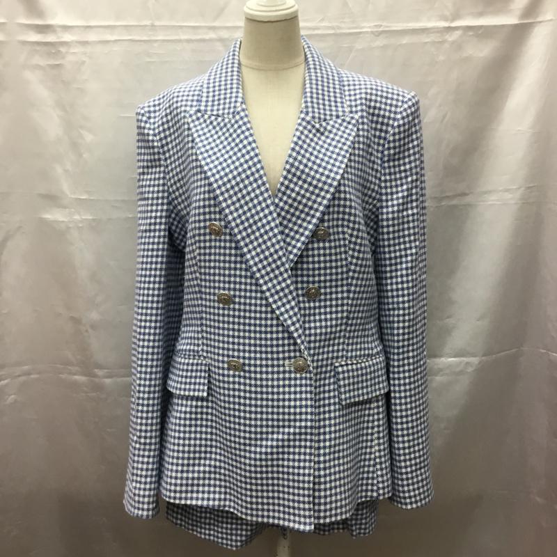 ザラ ZARA セットアップ セットアップ 2052 362 044 ダブルジャケット ショートパンツ M チェック 白 / ホワイト / X 青 / ブルー /  レディース USED 古着 中古 10107463