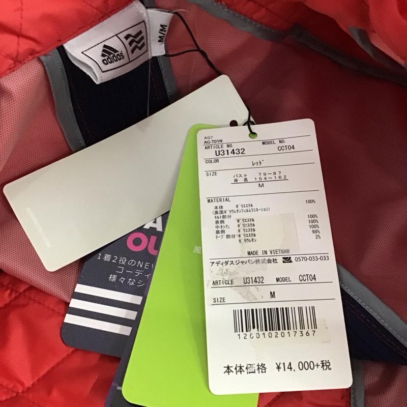 アディダス adidas ジャケット、上着 ジャンパー、ブルゾン M ロゴ、文字 赤 / レッド /  レディース USED 古着 中古 10128359