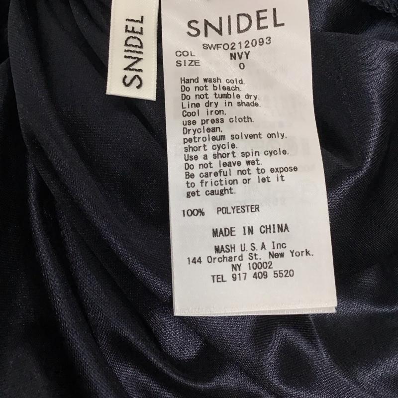 スナイデル SNIDEL ワンピース ロングスカート 半袖ロングワンピース フレアスカート 前開ボタン フリルカラー 0 総柄 紺 / ネイビー /  レディース USED 古着 中古 10135998