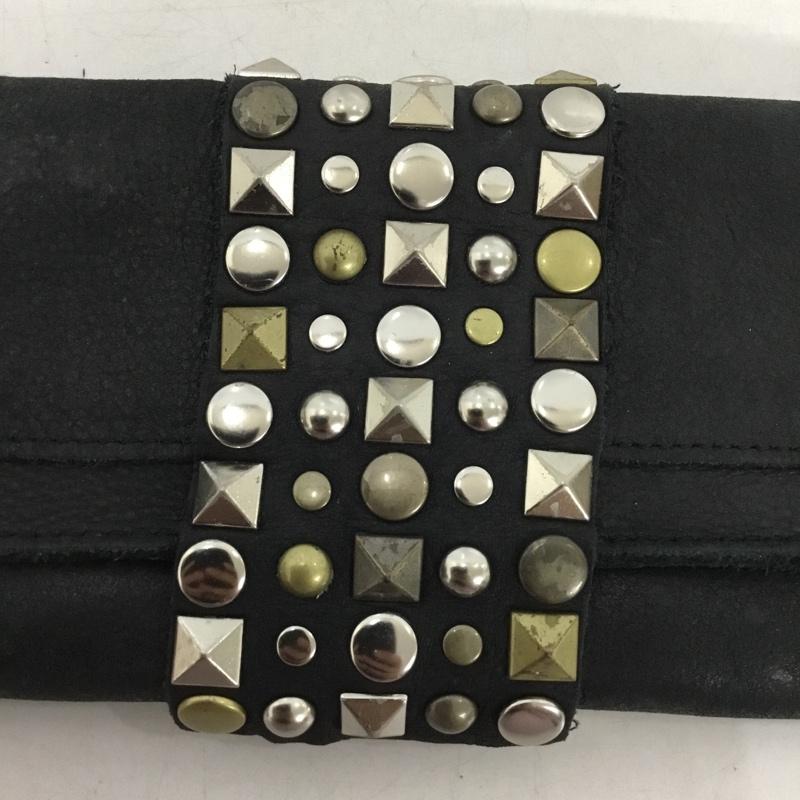 トレ TRES 財布 長財布 スタッズ 無地 黒 / ブラック /  レディース USED 古着 中古 10150710