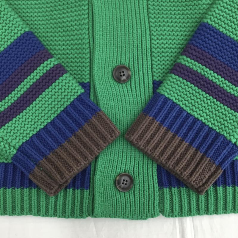 ユニオン UNION カーディガン 長袖 WHEATLEY CARDIGAN FREE ボーダー柄 緑 / グリーン /  メンズ USED 古着 中古 10145814