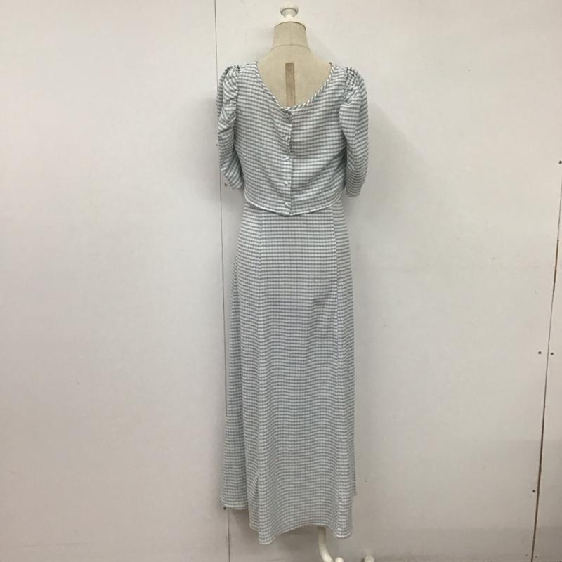 ナイスクラップ NICE CLAUP ワンピース ロングスカート FREE チェック 白 / ホワイト / X 水色 / ライトブルー /  レディース USED 古着 中古 10108629