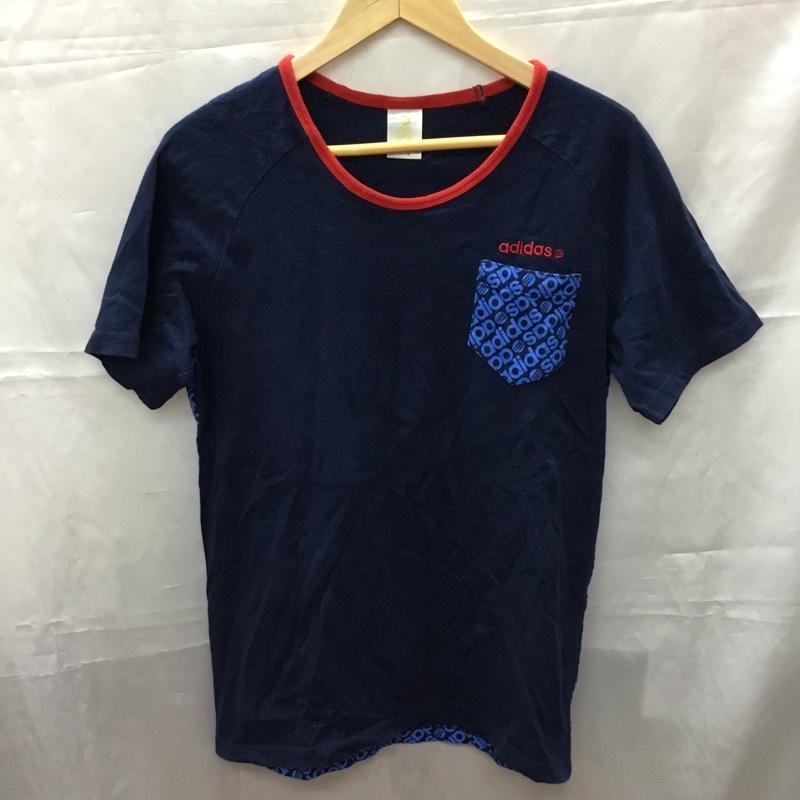 アディダス adidas Tシャツ 半袖 M ロゴ、文字 紺 / ネイビー /  メンズ USED 古着 中古 10110688