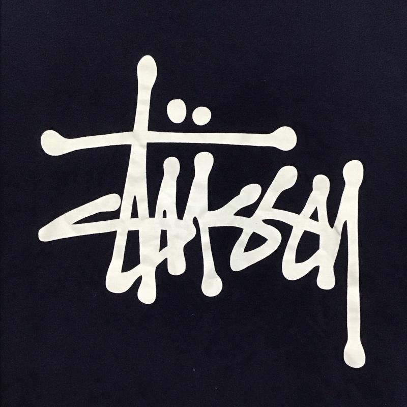 ステューシー STUSSY Tシャツ 半袖 半袖カットソー プリントTシャツ クルーネックカットソー XL ロゴ、文字 紺 / ネイビー /  メンズ USED 古着 中古 10136250