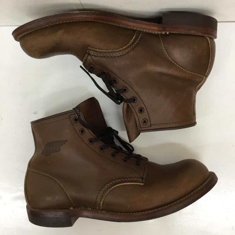 レッドウィング RED WING ブーツ ショートブーツ 100周年　8285 US：9 ロゴ、文字 茶 / ブラウン /  メンズ USED 古着 中古 10136432
