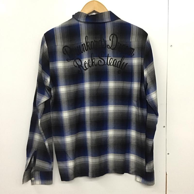 ワコマリア WACKO MARIA シャツ、ブラウス 長袖 バックロゴ 開襟シャツ オープンカラーシャツ レーヨンシャツ M チェック 青 / ブルー /  メンズ USED 古着 中古 10146345