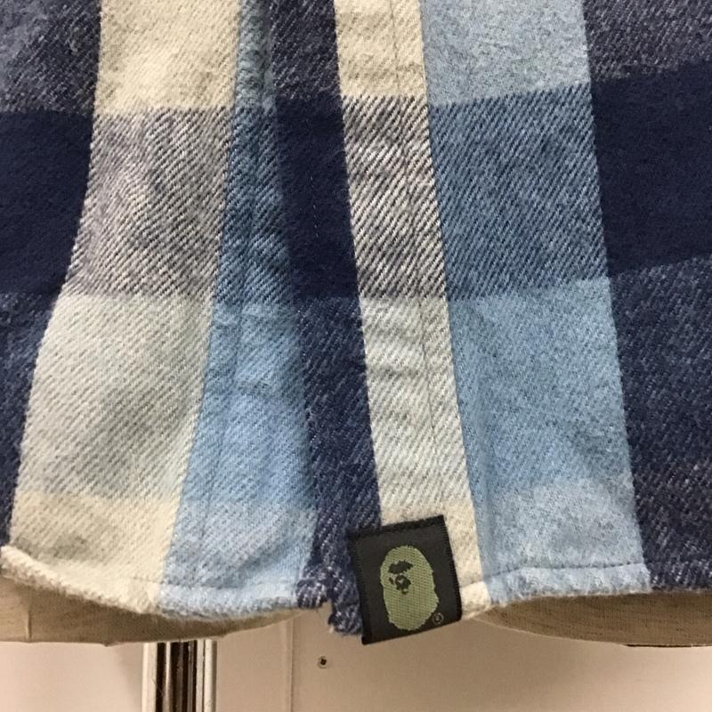 アベイシングエイプ A BATHING APE シャツ、ブラウス 長袖 長袖シャツ チェックシャツ フード付きシャツ カジュアルシャツ XL チェック 青 / ブルー /  メンズ USED 古着 中古 10109783