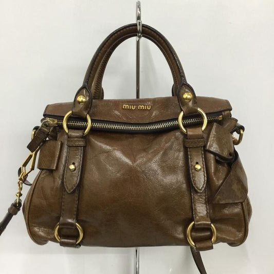 ミュウミュウ miu miu ショルダーバッグ ショルダーバッグ ハンドバッグ 2WAY ロゴ、文字 茶 / ブラウン /  レディース USED 古着 中古 10129106