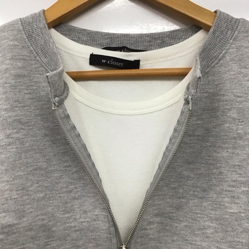 ダブルクローゼット w closet ワンピース ロングスカート 341257 コンビワンピース 裏起毛 スウェット ノースリーブワンピース セット 異素材ワンピース FREE 無地 白 / ホワイト / X 灰 / グレー /  レディース USED 古着 中古 10146504