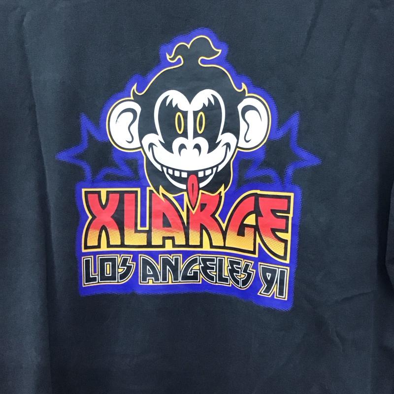 エクストララージ XLARGE カットソー 長袖 長袖カットソー プリントカットソー クルーネック M ロゴ、文字 黒 / ブラック /  メンズ USED 古着 中古 10139556