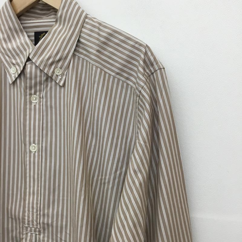 ニードルス Needles シャツ、ブラウス 長袖 ストライプシャツ　PU256 M ストライプ 茶 / ブラウン /  メンズ USED 古着 中古 10127271