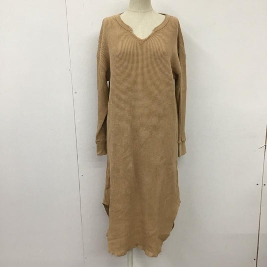 フリークスストア FREAK S STORE ワンピース ロングスカート 183-3123 ワッフル 長袖 FREE 無地 ベージュ / ベージュ /  レディース USED 古着 中古 10114981