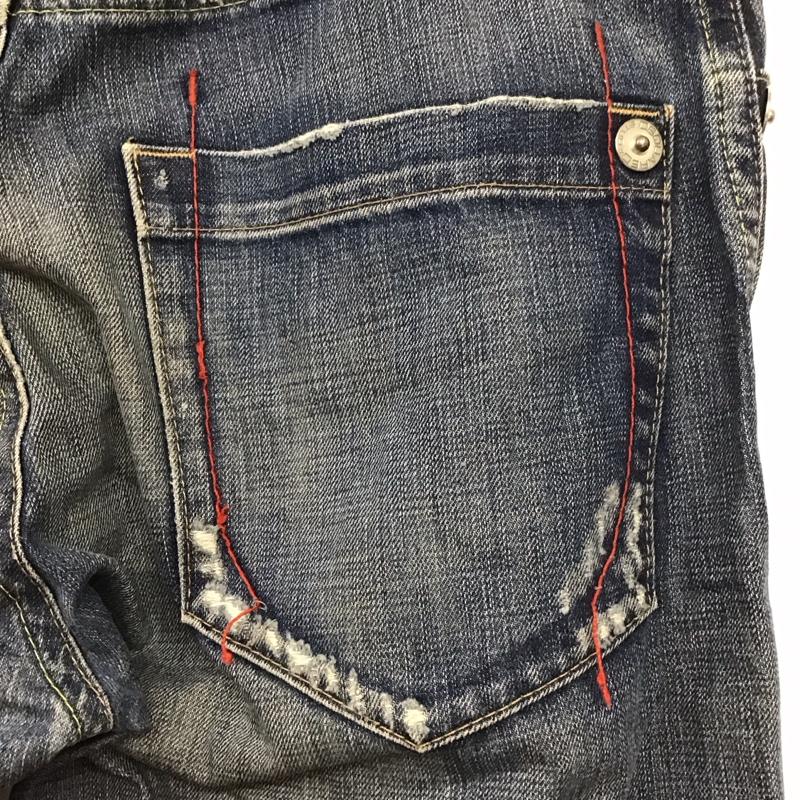 ディースクエアード2 DSQUARED2 パンツ デニム、ジーンズ デニムパンツ ワイドパンツ カジュアルパンツ ダメージ加工 インディゴ / インディゴ /  メンズ USED 古着 中古 10137963