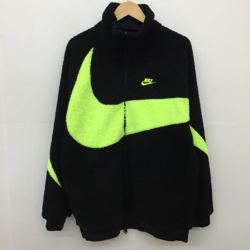 ナイキ NIKE ジャケット、上着 ジャケット、ブレザー BIG SWOOSH BOA JACKET BQ6546-017 L ロゴ、文字 黒 / ブラック / X 黄緑 / イエローグリーン /  メンズ USED 古着 中古 10143150