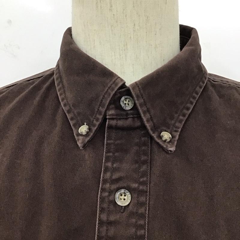 カーハート Carhartt シャツ、ブラウス 長袖 長袖シャツ ポケットシャツ カラーシャツ ボタンダウンシャツ XL ロゴ、文字 茶 / ブラウン /  メンズ USED 古着 中古 10127873