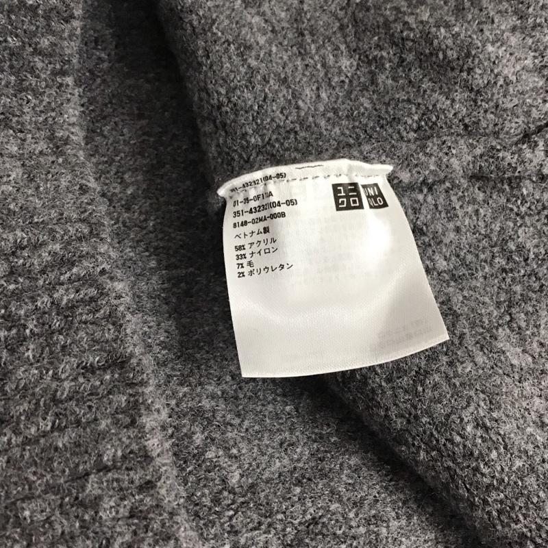 ユニクロ UNIQLO ニット、セーター 長袖 351-432321 ユニクロスフレヤーンハーフジップセーター 長袖ニット L 無地 灰 / グレー /  メンズ USED 古着 中古 10142988