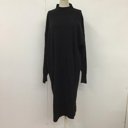 アズールバイマウジー AZUL BY MOUSSY ワンピース ひざ丈スカート 250ESS73-145I スリットニット ニットワンピース モックネック ミドル丈 M 無地 黒 / ブラック /  レディース USED 古着 中古 10122876