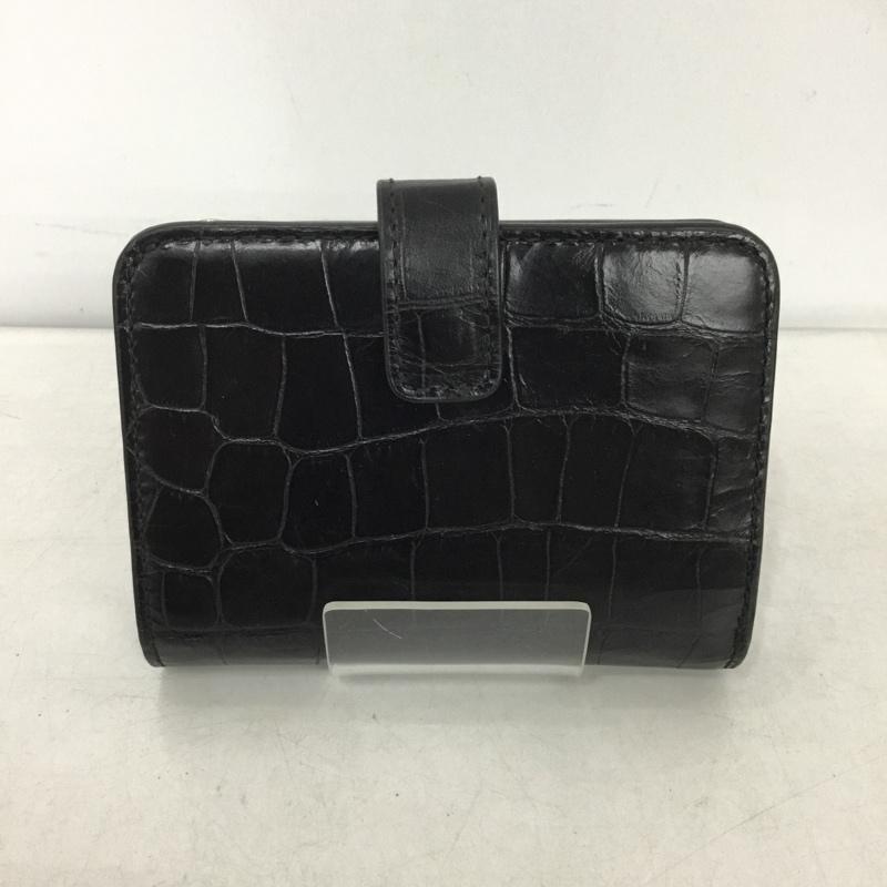 フルラ FURLA 財布 二つ折り クロコダイル柄 ロゴ、文字 黒 / ブラック /  レディース USED 古着 中古 10147722