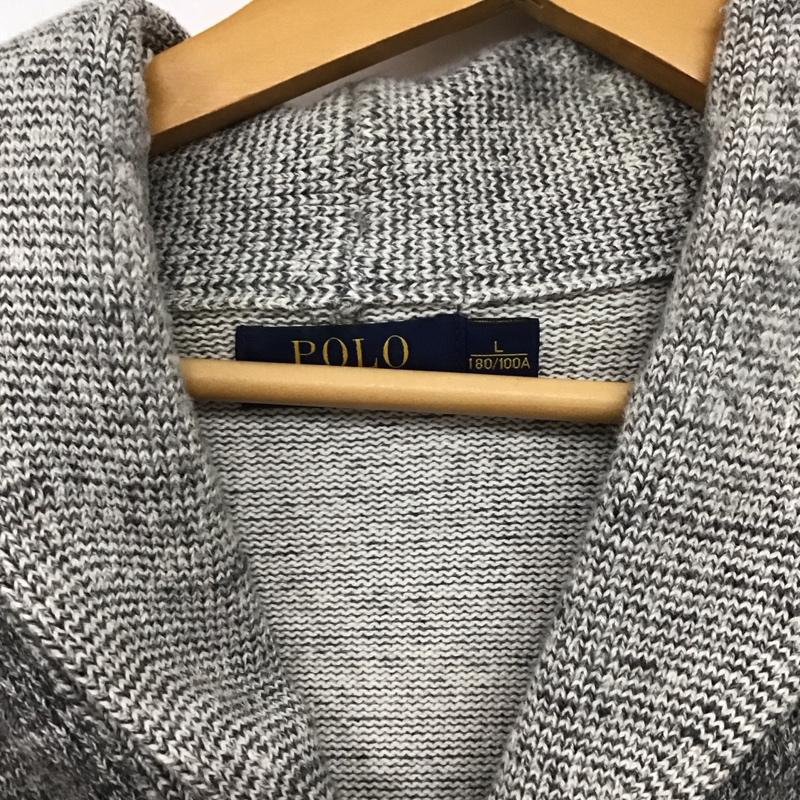 ポロラルフローレン POLO RALPH LAUREN カーディガン 長袖 長袖カーディガン 前ボタン ニットカーディガン L 無地 灰 / グレー /  メンズ USED 古着 中古 10144486