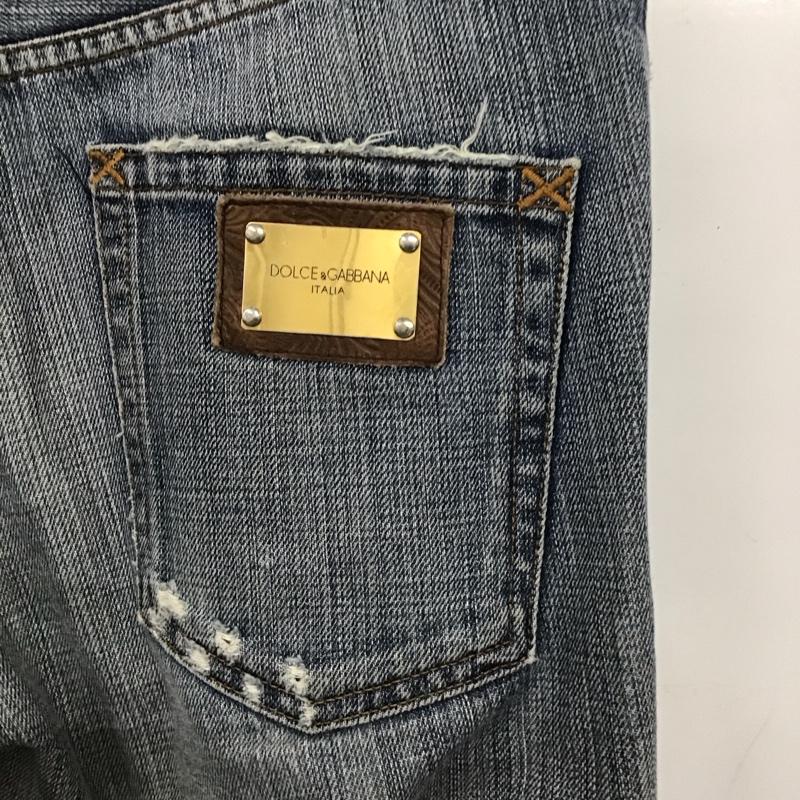 ドルチェアンドガッバーナ DOLCE&GABBANA パンツ デニム、ジーンズ デニムパンツ ワイドパンツ カジュアルパンツ ダメージ加工 インディゴ / インディゴ /  メンズ USED 古着 中古 10137976