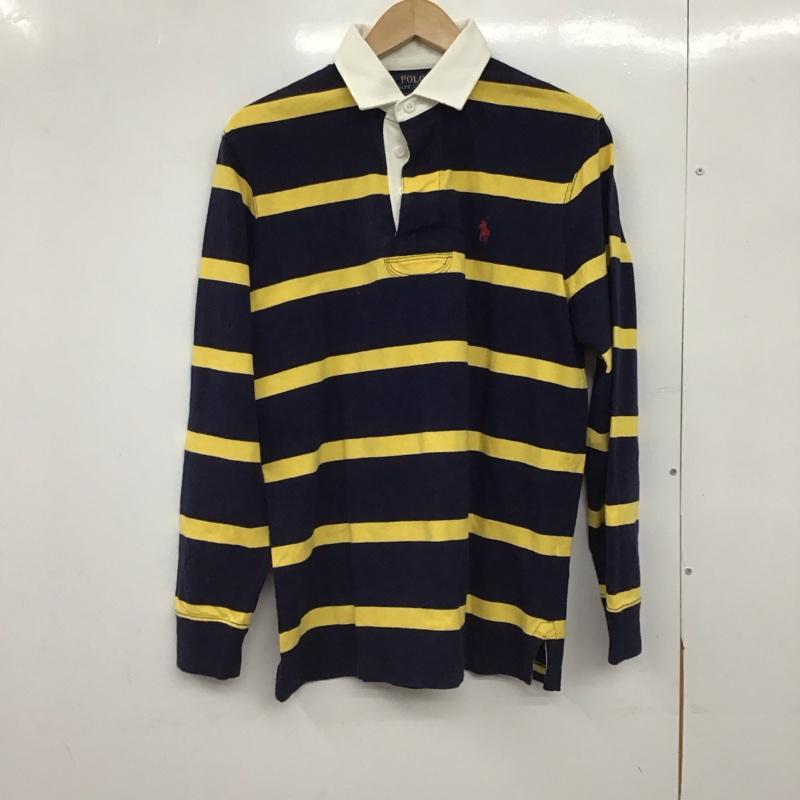 ポロラルフローレン POLO RALPH LAUREN ポロシャツ 長袖 長袖ポロシャツ 長袖カットソー カラーシャツ S ボーダー柄 黄 / イエロー / X 紺 / ネイビー /  メンズ USED 古着 中古 10150261