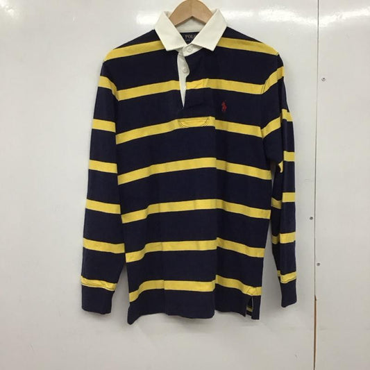 ポロラルフローレン POLO RALPH LAUREN ポロシャツ 長袖 長袖ポロシャツ 長袖カットソー カラーシャツ S ボーダー柄 黄 / イエロー / X 紺 / ネイビー /  メンズ USED 古着 中古 10150261