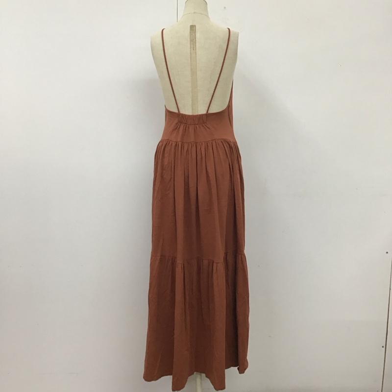 ザラ ZARA ワンピース ロングスカート ロングワンピース ノースリーブロングワンピース フレアスカート S 無地 茶 / ブラウン /  レディース USED 古着 中古 10112119