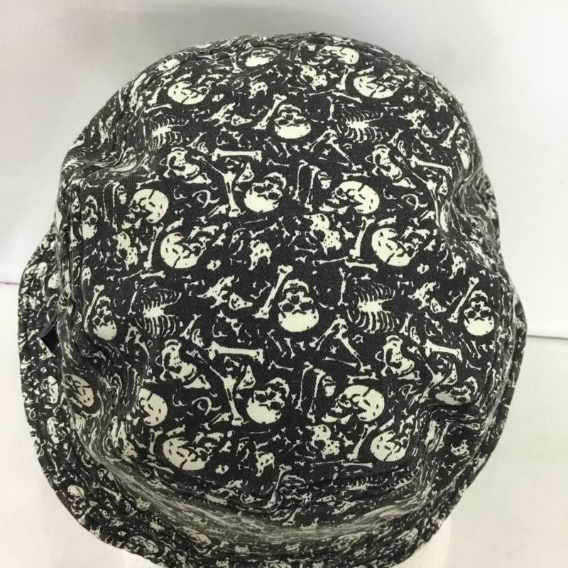 ステューシー STUSSY 帽子 ハット バケットハット ドクロ スカル 総柄 黒 / ブラック / X 白 / ホワイト /  メンズ USED 古着 中古 10147564