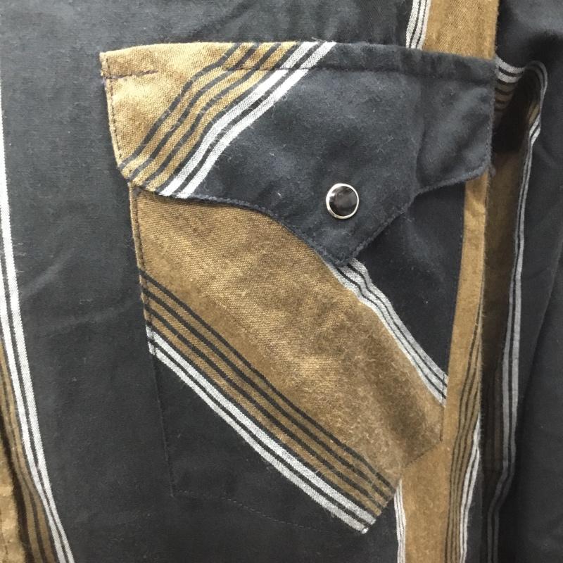 古着 USED シャツ、ブラウス 長袖 長袖シャツ カジュアルシャツ ストライプシャツ ストライプ 黒 / ブラック / X 茶 / ブラウン /  メンズ USED 古着 中古 10111003