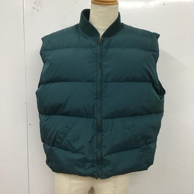 エディーバウアー Eddie Bauer ベスト ベスト ジップアップベスト ダウンベスト ノースリーブ 80s 黒タグ XL 無地 緑 / グリーン /  メンズ USED 古着 中古 10125774