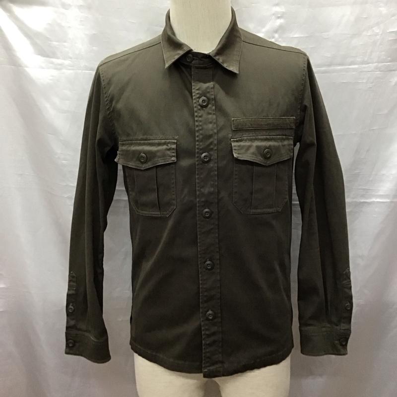 ナノユニバース nano・universe シャツ、ブラウス 長袖 NUC61SH0220DS ミリタリーシャツ S 無地 カーキ / カーキ /  メンズ USED 古着 中古 10122626