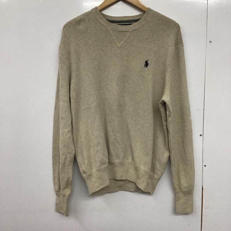 ポロラルフローレン POLO RALPH LAUREN ニット、セーター 長袖 長袖ニットカットソー クルーネック セーター M ロゴ、文字 ベージュ / ベージュ /  メンズ USED 古着 中古 10146809
