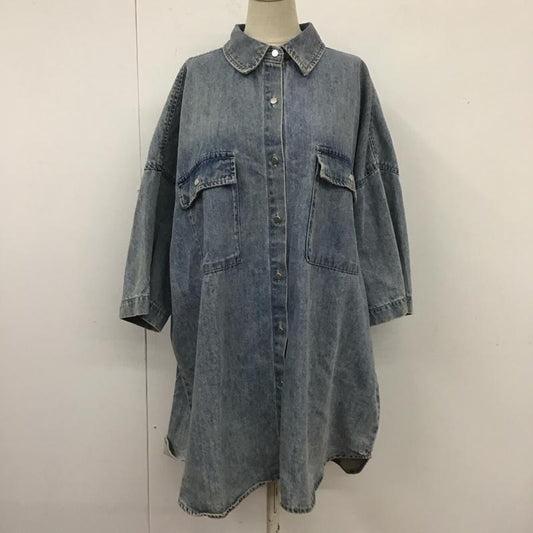 ジーナシス JEANASIS シャツ、ブラウス 半袖 JS064293AA デニムシャツ オーバーサイズ FREE 無地 青 / ブルー /  レディース USED 古着 中古 10109528