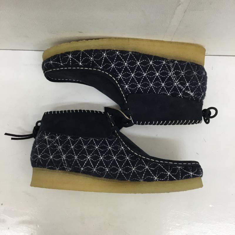 クラークス Clarks ブーツ ブーティ クラークス　SASHIKO　サシコ　ワラビー US：9.5 総柄 紺 / ネイビー /  メンズ USED 古着 中古 10122725