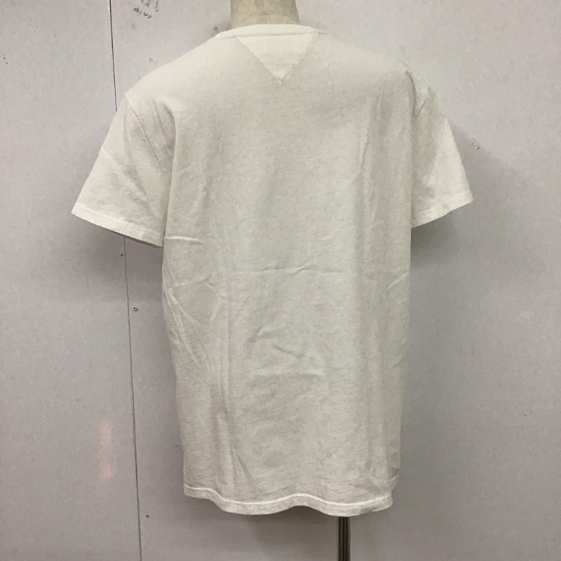 トミー ジーンズ TOMMY JEANS Tシャツ 半袖 半袖カットソー 無地Tシャツ クルーネックカットソー XL ロゴ、文字 白 / ホワイト /  メンズ USED 古着 中古 10124492