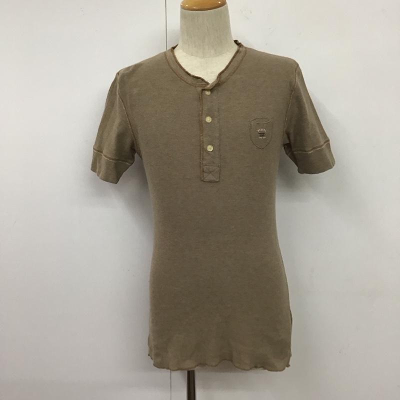 ディーゼル DIESEL Tシャツ 半袖 ヘンリーネック S ロゴ、文字 茶 / ブラウン /  メンズ USED 古着 中古 10110832