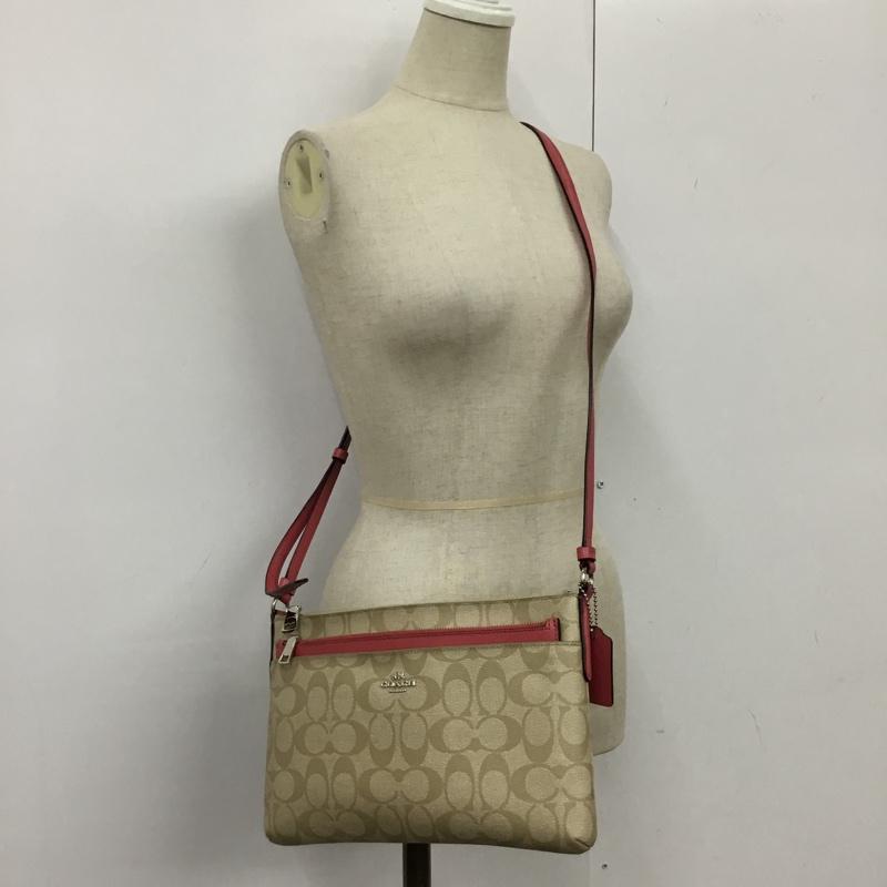 コーチ COACH ショルダーバッグ ショルダーバッグ F58316 シグネチャー ロゴ、文字 ベージュ / ベージュ / X 桃 / ピンク /  レディース USED 古着 中古 10105768